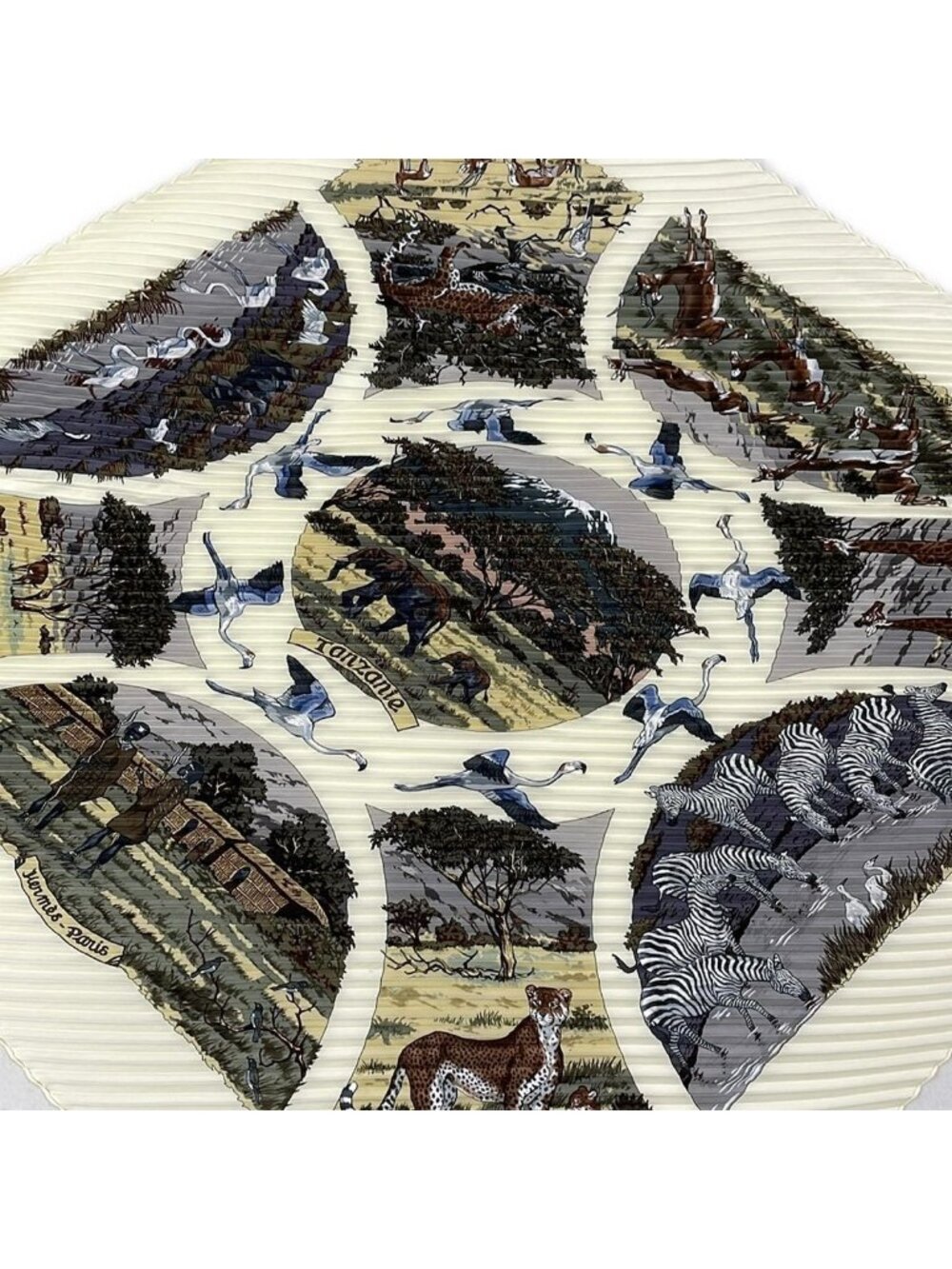 Hermes Scarf Carre Plisee Ivory Multi Tanzanie